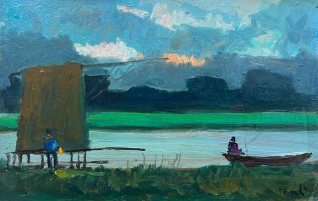 Art work by Piero Marchi Paesaggio - oil hardboard 